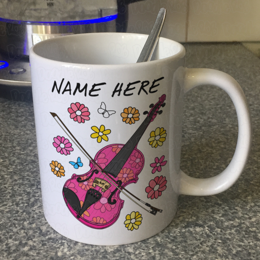 Floral Violin Personalised Mug - Violinist Custom Mug - String Musician Gift For Her