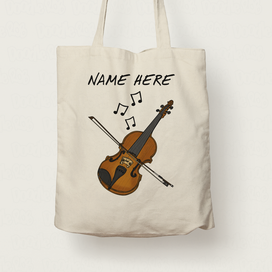 Violin Personalised Tote Bag - Customised Violin Gift - Violinist Tote Bag